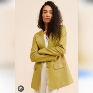 Anthropologie Olive Green Leather Blazer